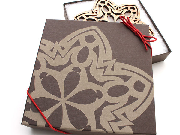 2016 NEW Detailed 5" Wood Snowflake Ornament Gift Box - Design G - Nestled Pines - 2