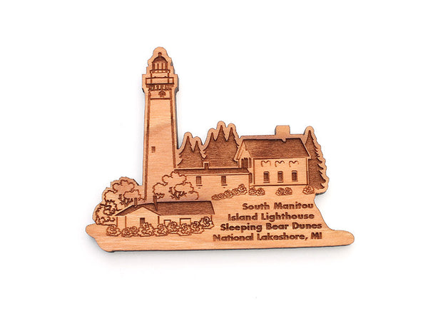 Sleeping Bear Dunes South Manitou Lighthouse Magnet - Nestled Pines