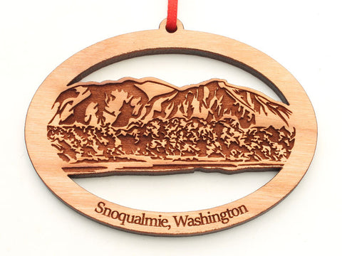 Corners Snoqualmie Washington Mountain Scene Oval Ornament