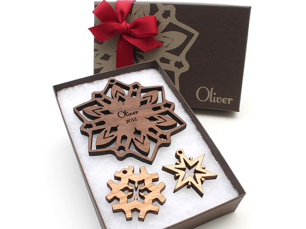 Star Flower Wood Snowflake Christmas Ornament - New 2016 - Nestled Pines - 2