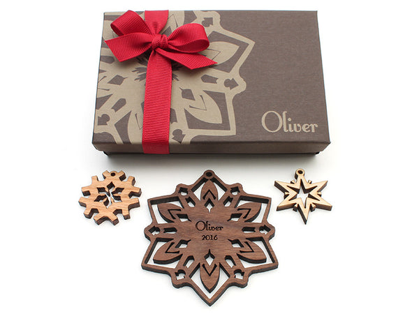 Star Flower Wood Snowflake Christmas Ornament - New 2016 - Nestled Pines - 4