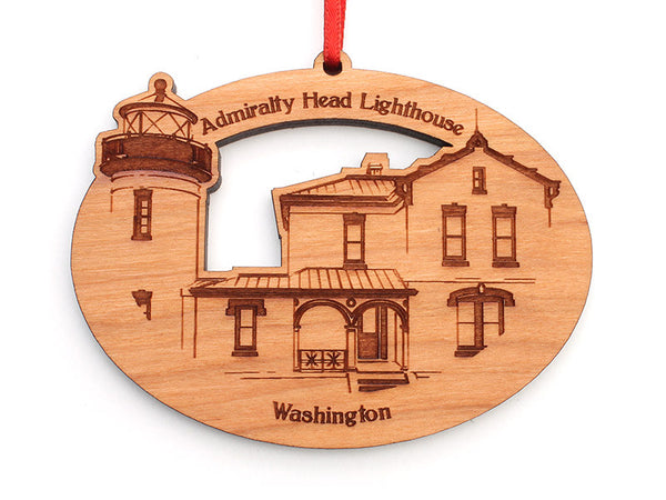 Admiralty Head Lighthouse Oval Custom Ornament - Nestled Pines