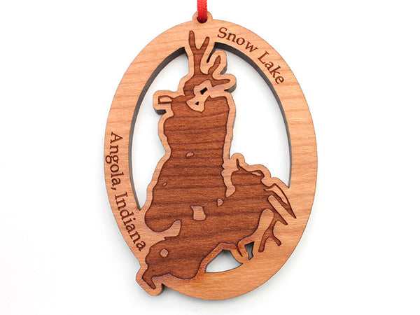 City of Angola Snow Lake Custom Ornament - Nestled Pines