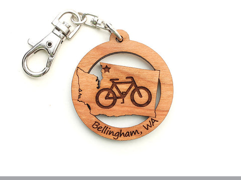 Village Books Washington State Bicycle Custom Key Chain - Nestled Pines