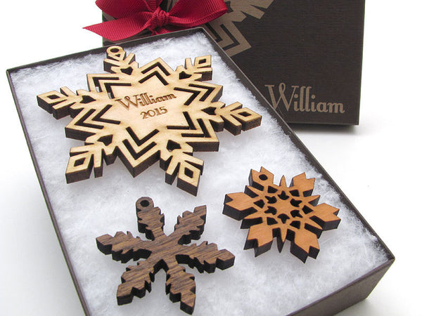 Snowflake with Customized Engraving Christmas Ornament - Nestled Pines - 2