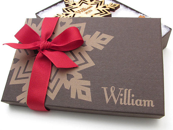 Snowflake with Customized Engraving Christmas Ornament - Nestled Pines - 3