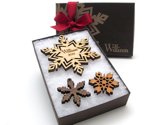 Snowflake with Customized Engraving Christmas Ornament - Nestled Pines - 4