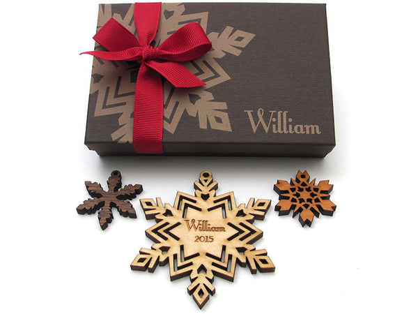 Snowflake with Customized Engraving Christmas Ornament - Nestled Pines - 5